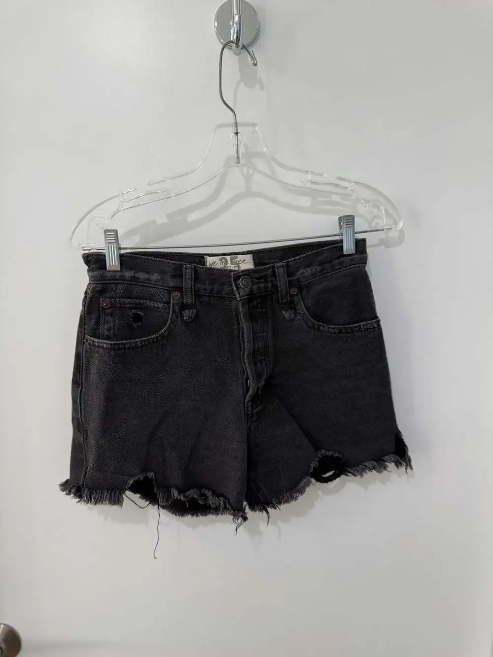 We The Free Free People Black Distressed Denim Cut-Off Shorts Size 25